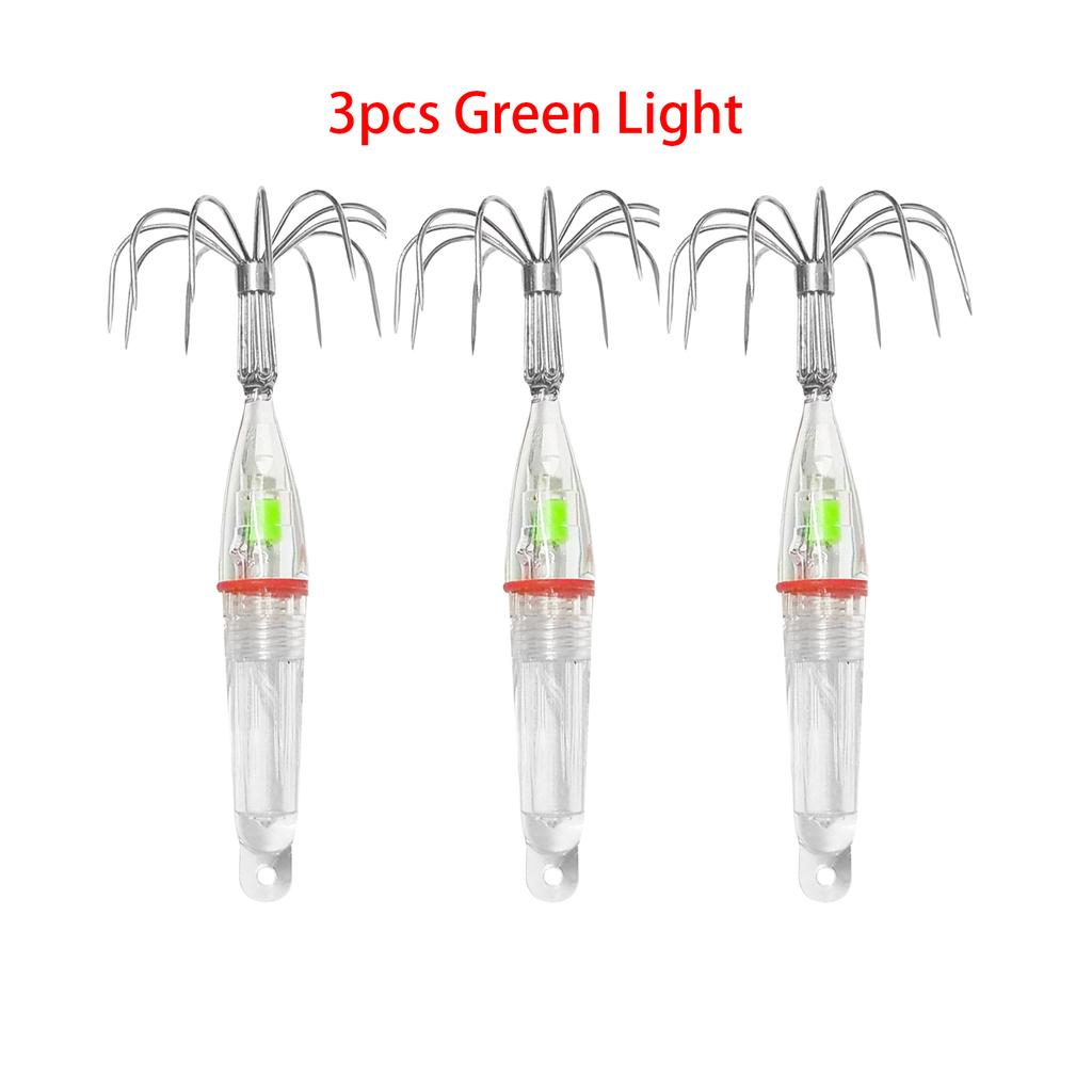 Luminous Fishing Hooks Squid Jig Hooks Waterproof LED Light To Lure Fish Multi-hooks Tackle Fishing Accessories 1/3/5pcs