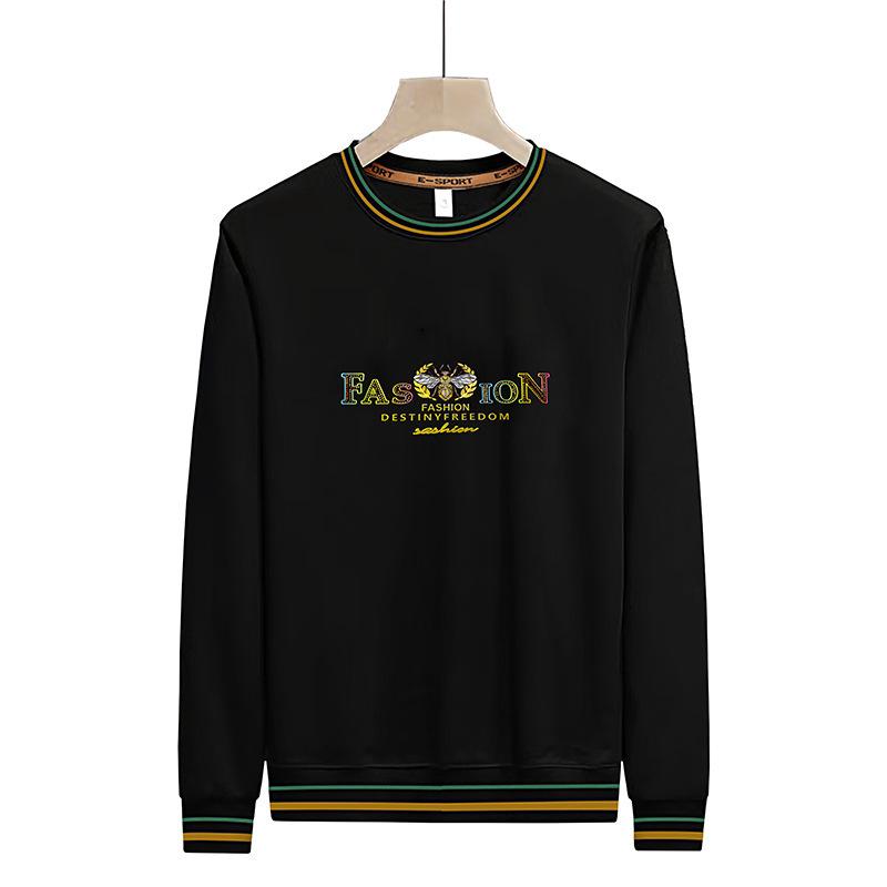 High-End European Men's Trendy Hooded Sweatshirt - Round Neck, Long Sleeve, Velvet Lined for Autumn/Winter