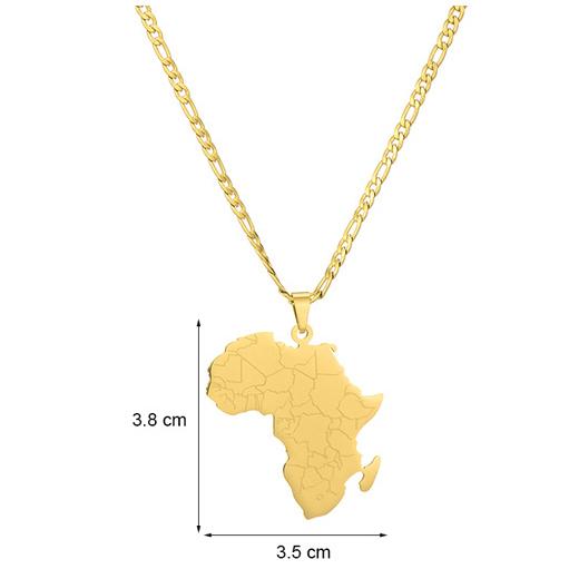 Collares Colgantes Mapa de África de Acero Inoxidable Joyería de Diferentes Países para Mujeres Hombres Accesorios Africanos