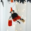 Halloween Hanging Witch Decor Hangable Witch Doll Ornament Small Flying Witch Figurine On A Broom for Garden Yard Haunted House Halloween Decor