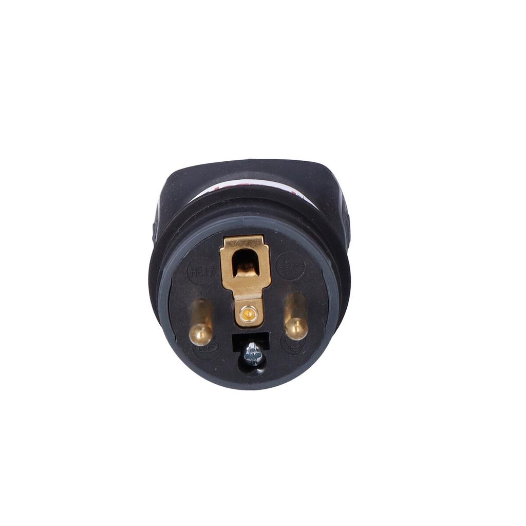 Plug 2P+Z 16a IP44 black rubber