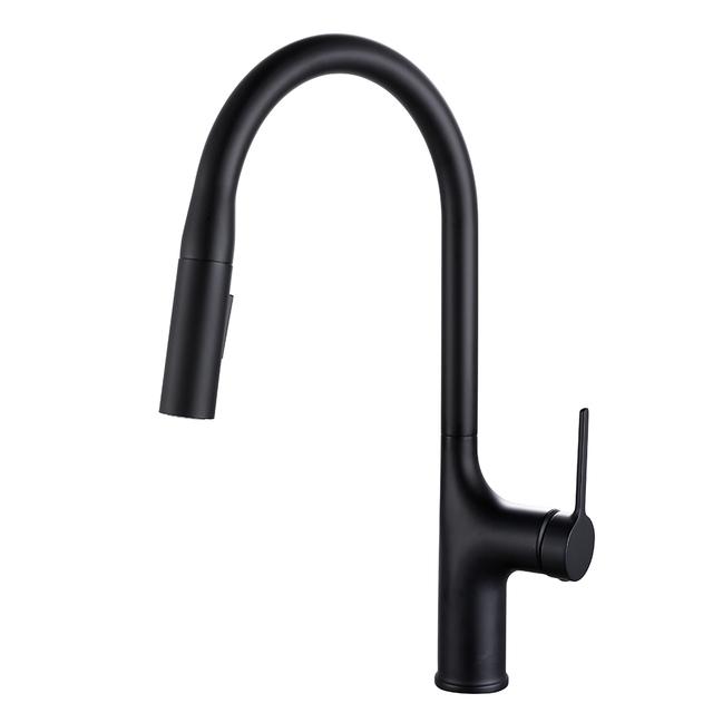 Deck Mounted Kitchen Faucet Pull Out Mixer Tap Bagnolux Gun Gray Brass Two Function Single Handle Hot and Cold Water Crane