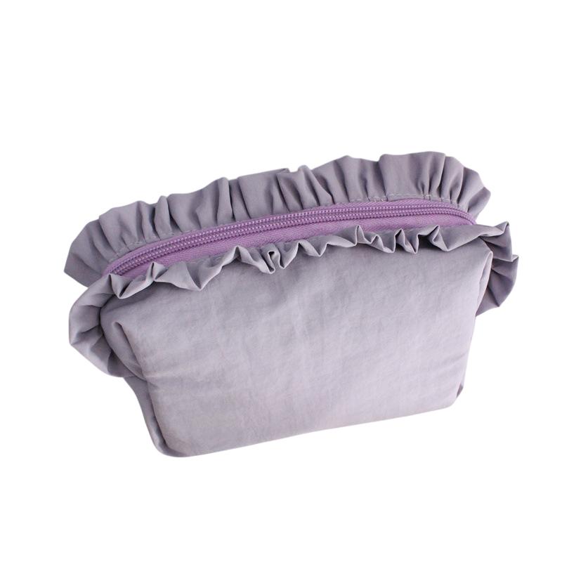 Ruffle Cosmetic Bag Multi-Color Cute Makeup Pouch Zipper Travel Portable Toiletry Organizer Bag For Women Girls