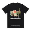 Maglietta Meme Divertente Gatto Maledetto Mangio Cemento per Uomo Donna Moda Casual Magliette a Maniche Corte Maglietta da Uomo Oversize in Cotone Top