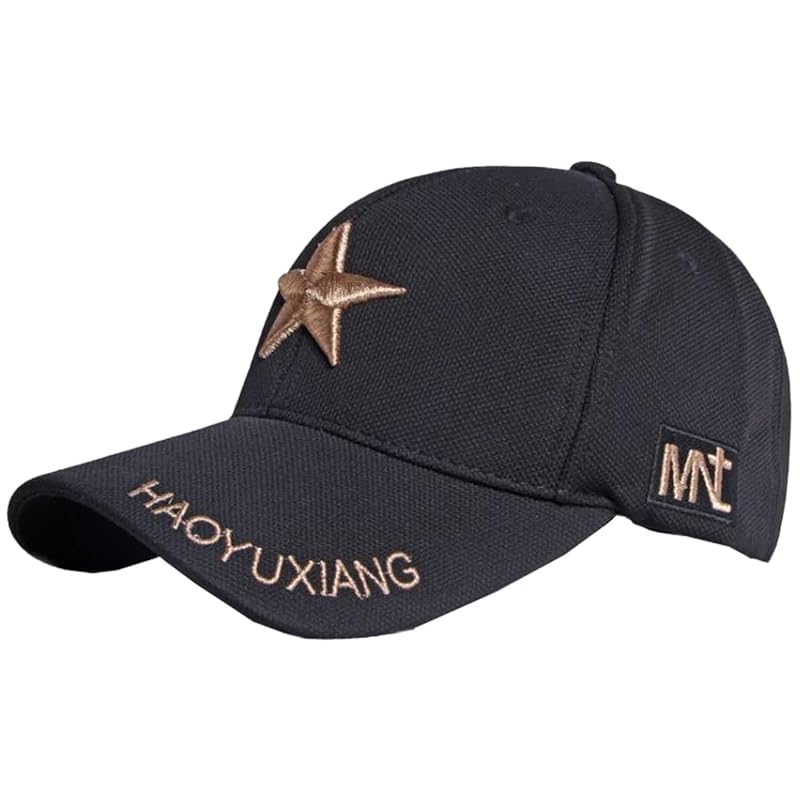 

[White Fang] star pattern English letters logo cap hat outdoor mountain climbing walking fishing ladies men s CA876 (gold)