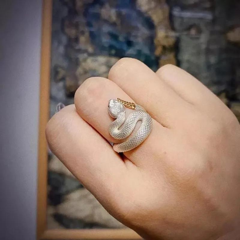 Vintage Gothic Rattlesnake Adjustable Ring for Men and Women Punk Dark Style Trendy Design Couple Rings Jewelry Accessories