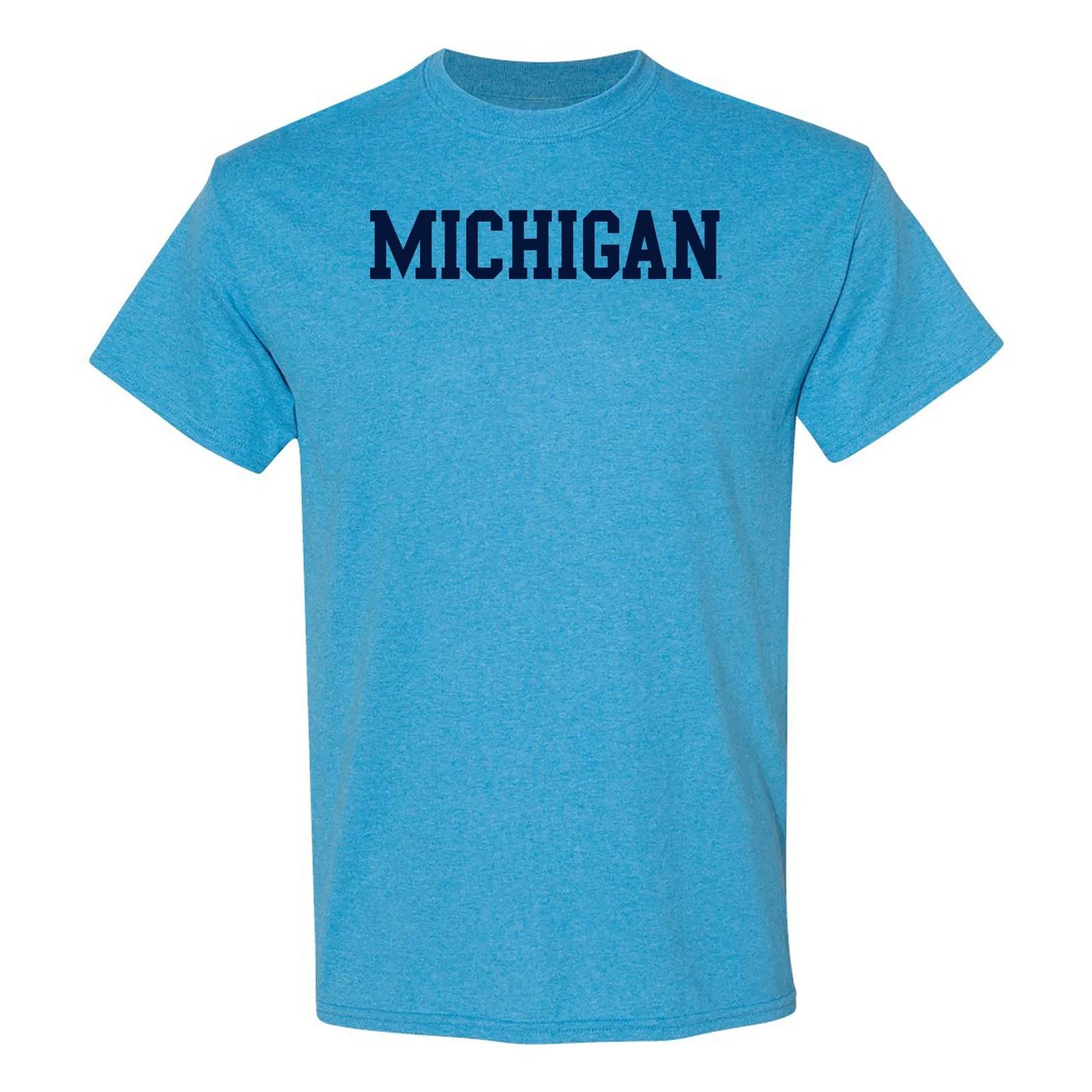 Michigan Wolverines Basic Block T Shirt - Heather Sapphire L