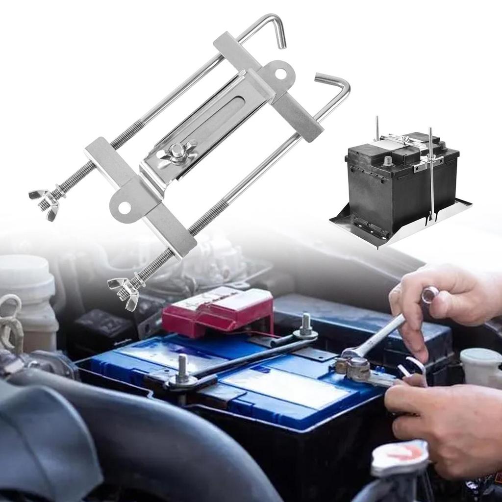 Nerezová sada pro zajištění baterie Nastavitelný držák autobaterie Příčný držák pro automobil SUV Nákladní automobil