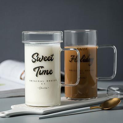 700ml Glass Mug Coffee Milk Cup Transparent Glass Cup With Lid Tumbler with Handle Breakfast Cold Drink Drinkware Household Gift