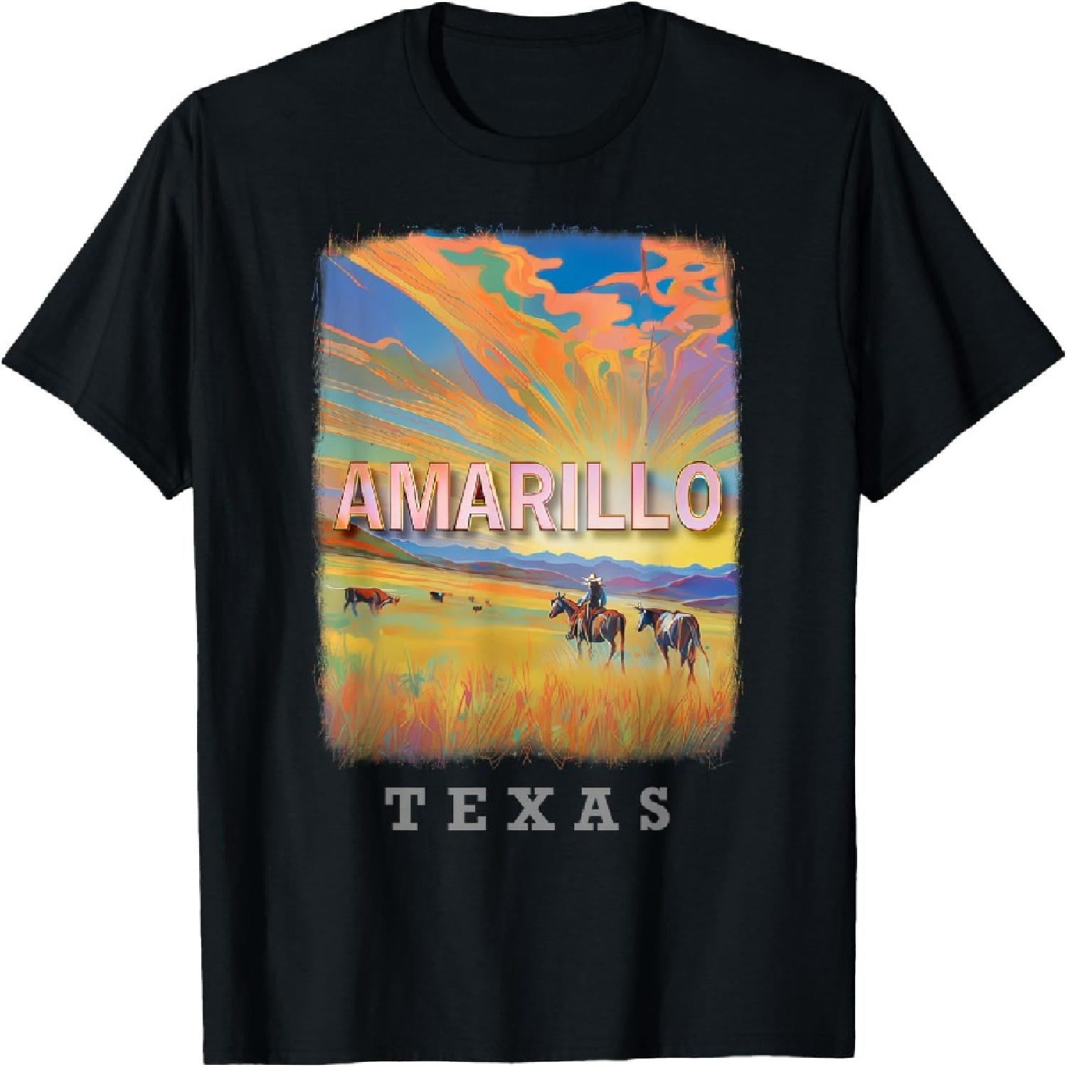 Amarillo Texas TX Cowboy Charm SD292 T-Shirt S