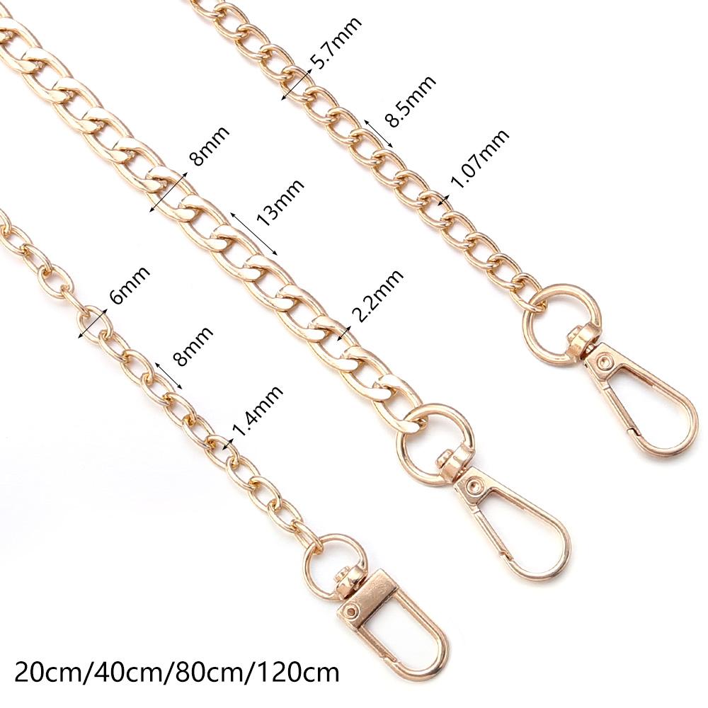 20/40/80/120cm Metal Aluminum Chains Replacement Underarm Crossbody Shoulder Handbag Bags Strap Extension Chains DIY Accessories