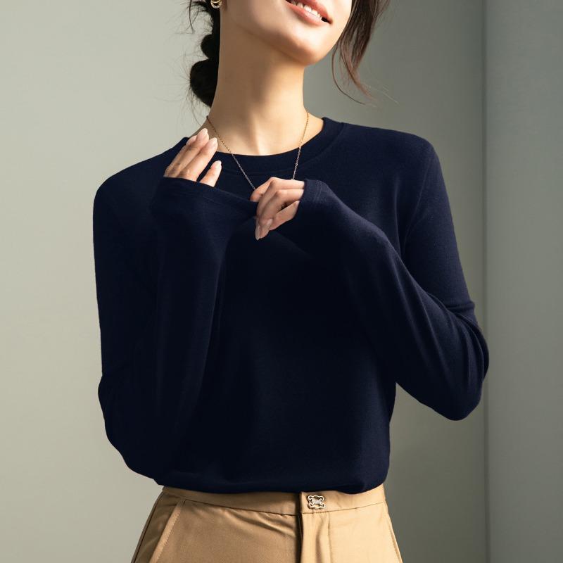 Black Crew Neck Bottoming Shirt Women's Summer and Autumn New Inner with Early Autumn Modal Cotton Slim Top
