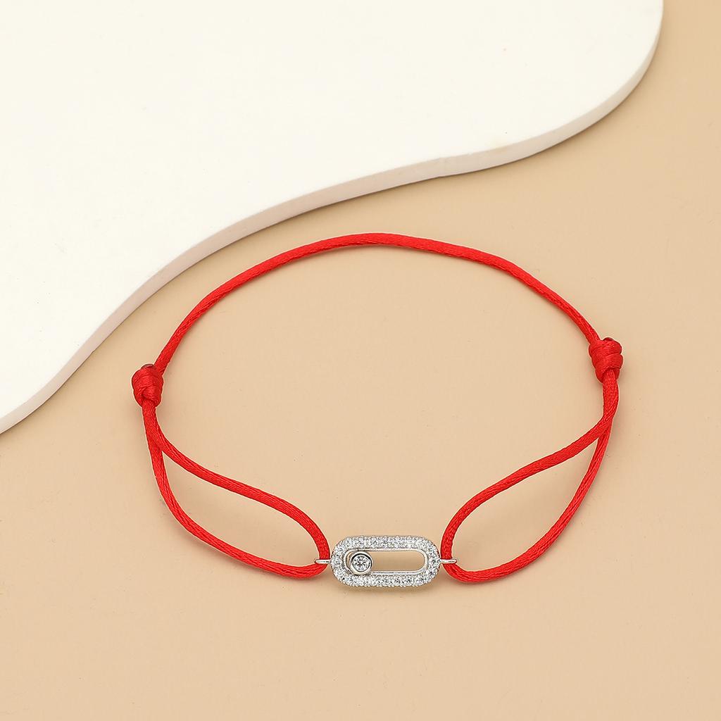 New Simple Fashion Women's Can be moved Round Zircon Rope Bracelet Lace up Chain Adjustable Rope Bracelet jewelry accessory