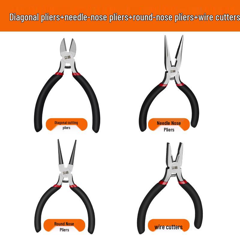 5-Inch Handmade Mini Pliers: Needle-Nose, Diagonal, Slip-Joint, Wire Cutters, Bent-Nose