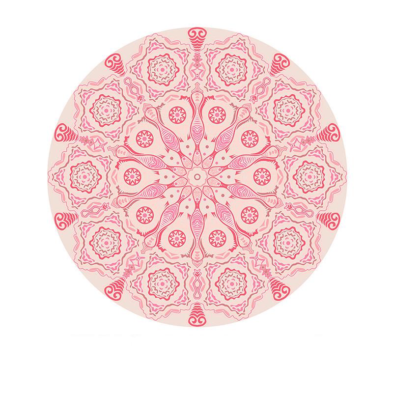 Pink Theme Round Carpet Boho Ethnic Style Living Room Decor Rug Flower Geometric Design Interior Artistic Decorative Floor Mat