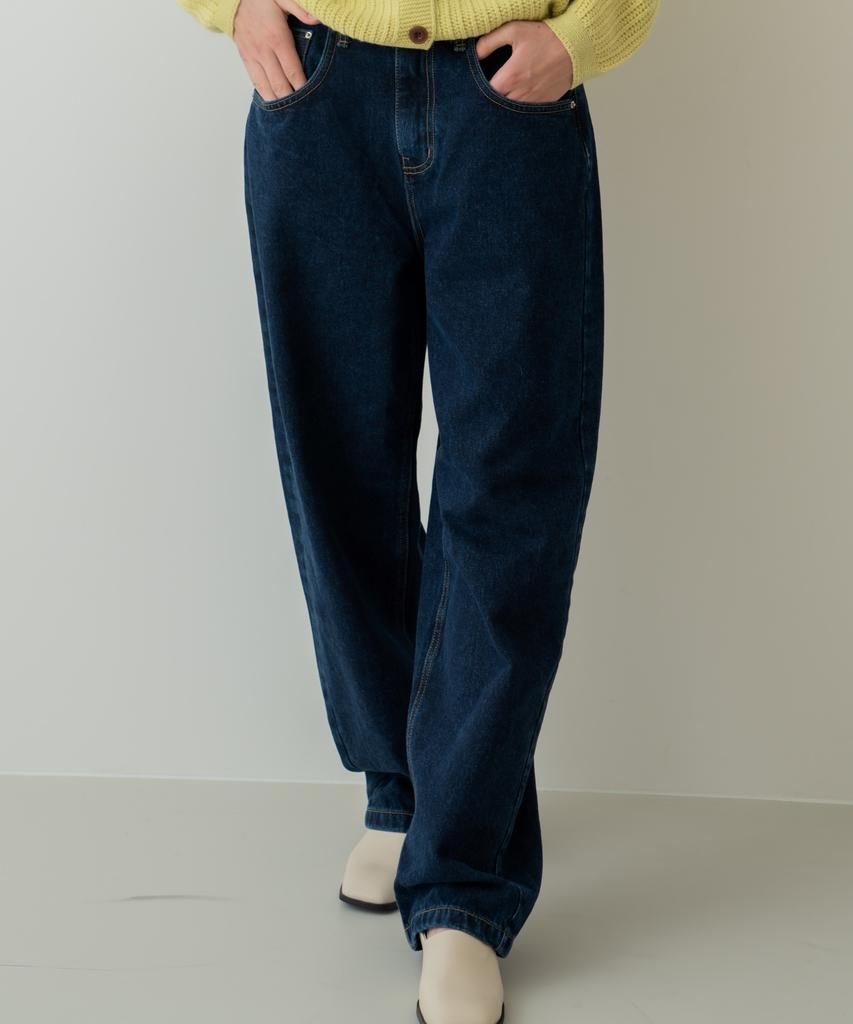 WIOE Cloe Curved Denim Pants_Dark Blue