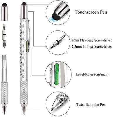 7 In1 Multifunction Ballpoint Pen with Modern Handheld Tool Measure Technical Ruler Screen Stylus Screwdriver Touch Spirit Level