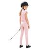 Mädchen Reitsport Reiten Reißverschluss Stehkragen Rüschenärmel Kontrastbesatz Oberteil Anti-Rutsch Vollbesatz Reithose Outfit