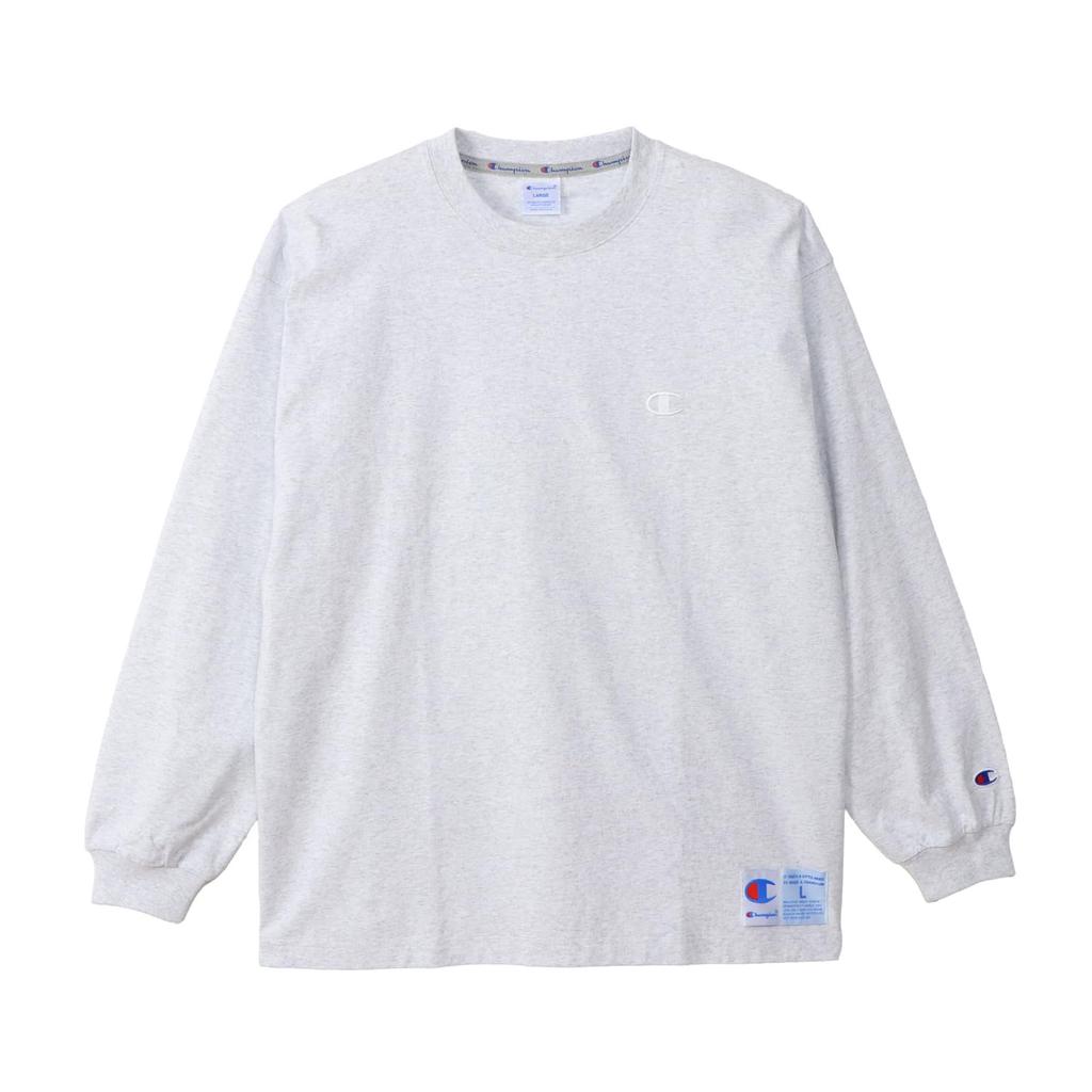 Champion Long Sleeve Crew Relax Logo T-Shirt, Neck, 100% Cotton, Fit, One-Point Embroidery, C3-V414-060-XL