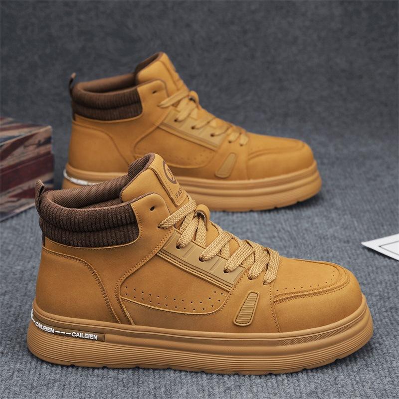 

Spring men s shoes new breathable high-top little white shoes men s trend versatile light wear-resistant sports shoes casual board shoes 44