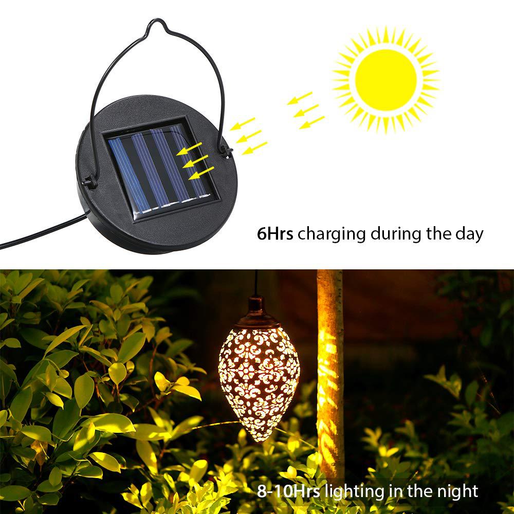 JYL TS/009,Outdoor Hollow Iron Solar Light for Garden Balcony Landscape and Wall Hanging Water Drop Lamp