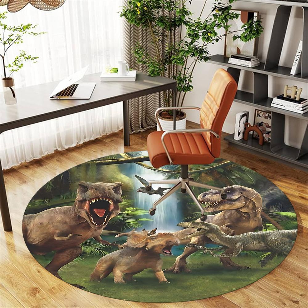1pc dinosaur jungle Round Chair mat Area Rug - Non-Slip, Floor Mat for Office, Bedroom, and Indoor Decor c1125329