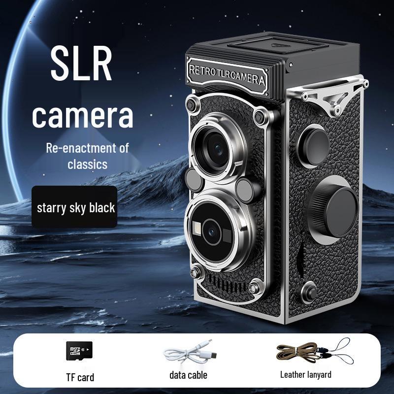 Retro Dual-Lens Travel Camera - Manual Crank, Student-Friendly, Portable Film & Digital Model