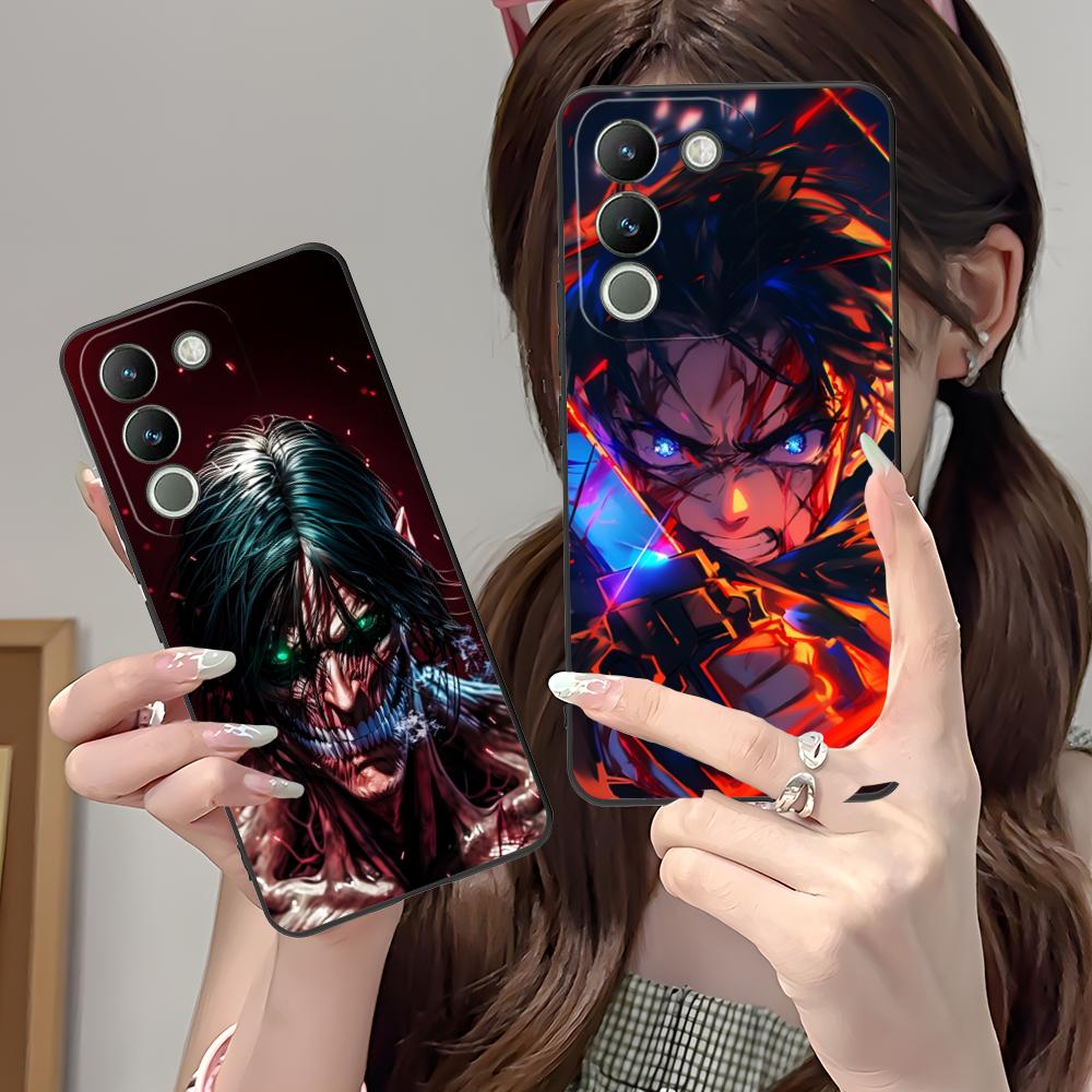 AOT Eren Yeager Matte TPU Mobile Phone Case for VIVO Y77 76 75 74 73 72 58 56 55 51 50 38 36 Y19 Y18 Y03 Y01 5G Colorful Cover