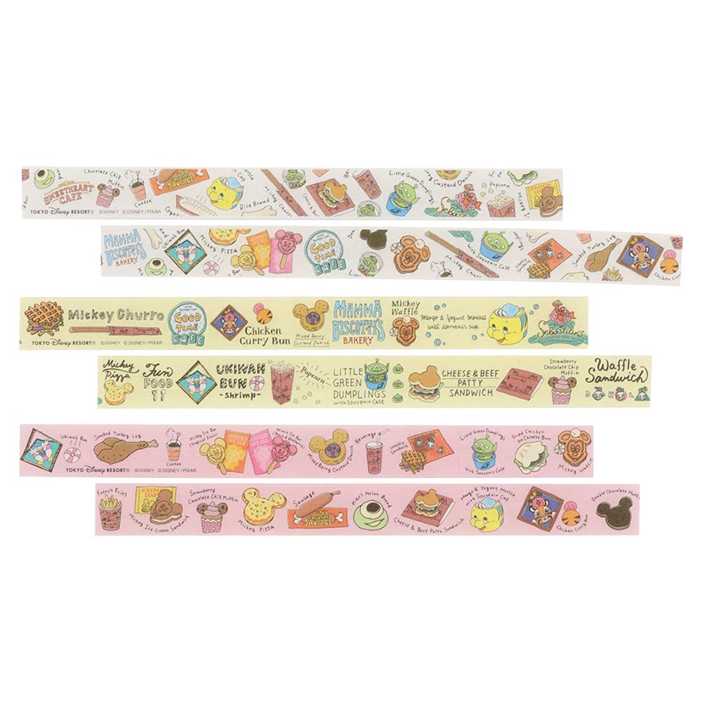 Набор маскировочной ленты с едой из парка Диснея (3-Pack) - Канцелярские товары, Токийский Дисней Резорт, Диснейленд, Диснейси, TDR (Маленькая зеленая булочка, Микки-вафля, Плавающий