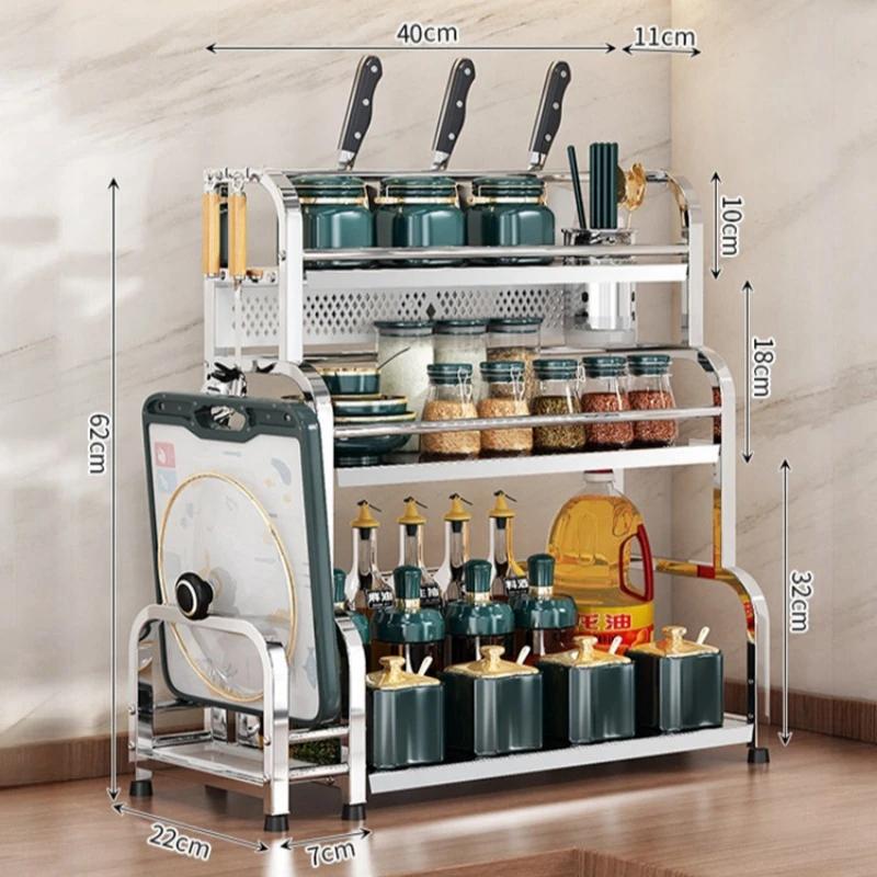 

Полка для хранения на кухне из нержавеющей стали, банка для приправ, подставка для хранения специй, палочек для еды, полка для ножей, органайзер для кухонных принадлежностей