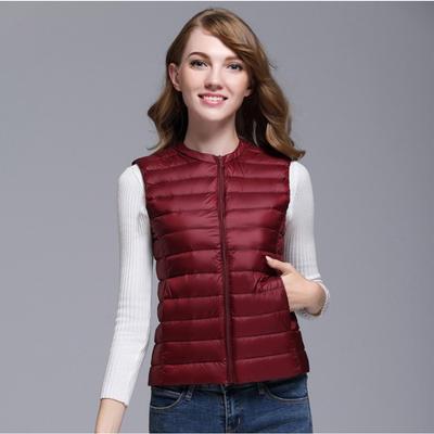 Gilet Léger en Duvet pour Femme Sans Col Doublure Veste en Duvet pour Automne/Hiver Grande Taille Gilet Sous-Couche pour Femme