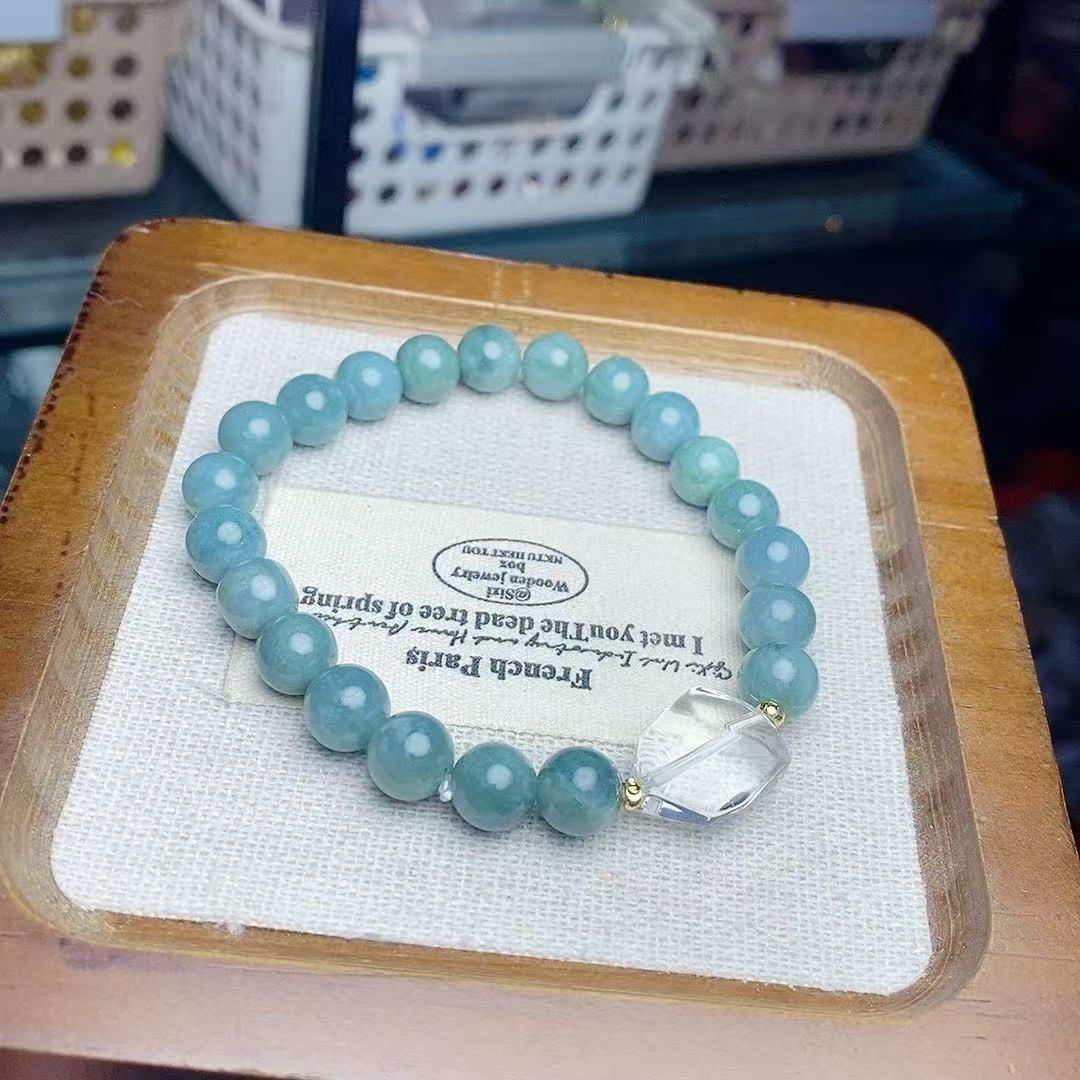 

Blue Water Jade Round Bead Bracelet: Elegant, Versatile Women s Fashion Jewelry нефритовый