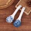 1Pc Blue And White Porcelain Soup Spoon Household Tableware Retro Japanese Style Ceramic Soup Spoons For Home Restaurant