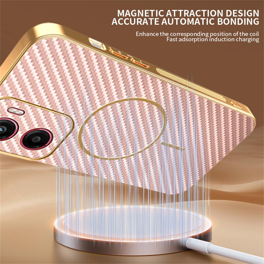 For Motorola Moto G05 4G/E15 4G Phone Case Carbon Fiber Textured Electroplated TPU Back Cover