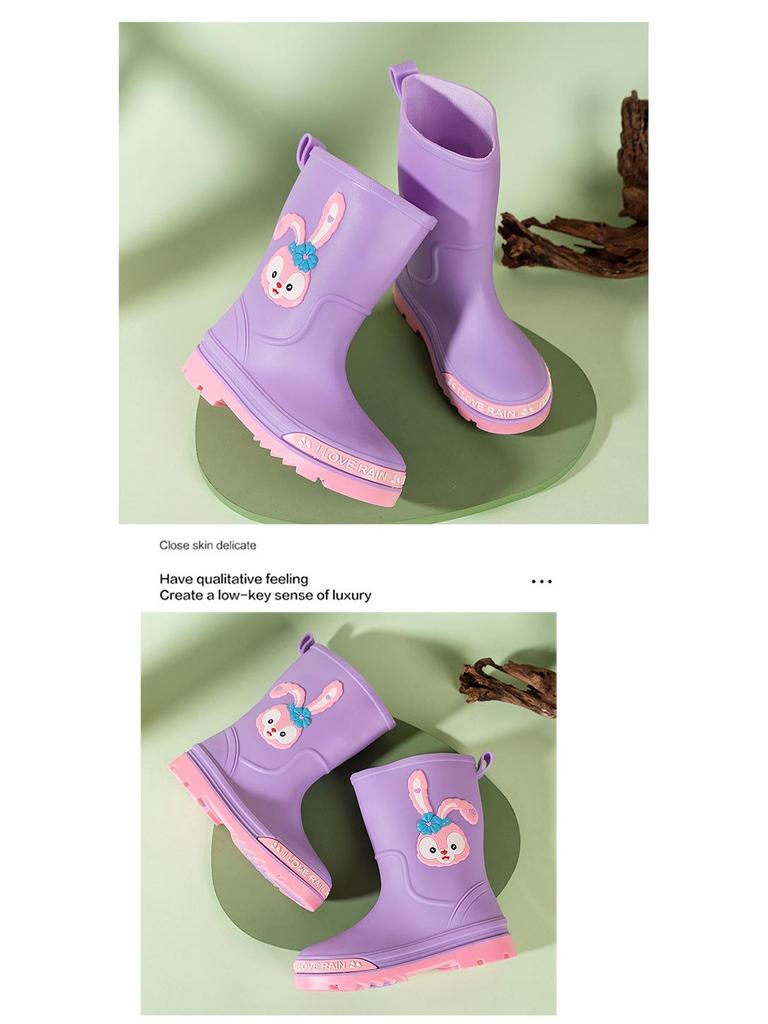 Children's Cartoon Mid-Calf Waterproof Rain Boots - Non-Slip, Thick, and Cute for Boys and Girls