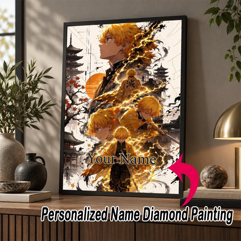 Custom Name Zenitsu Agatsuma 5D Diamond Painting Personalized Full Drill Diamond Art Kit Gift