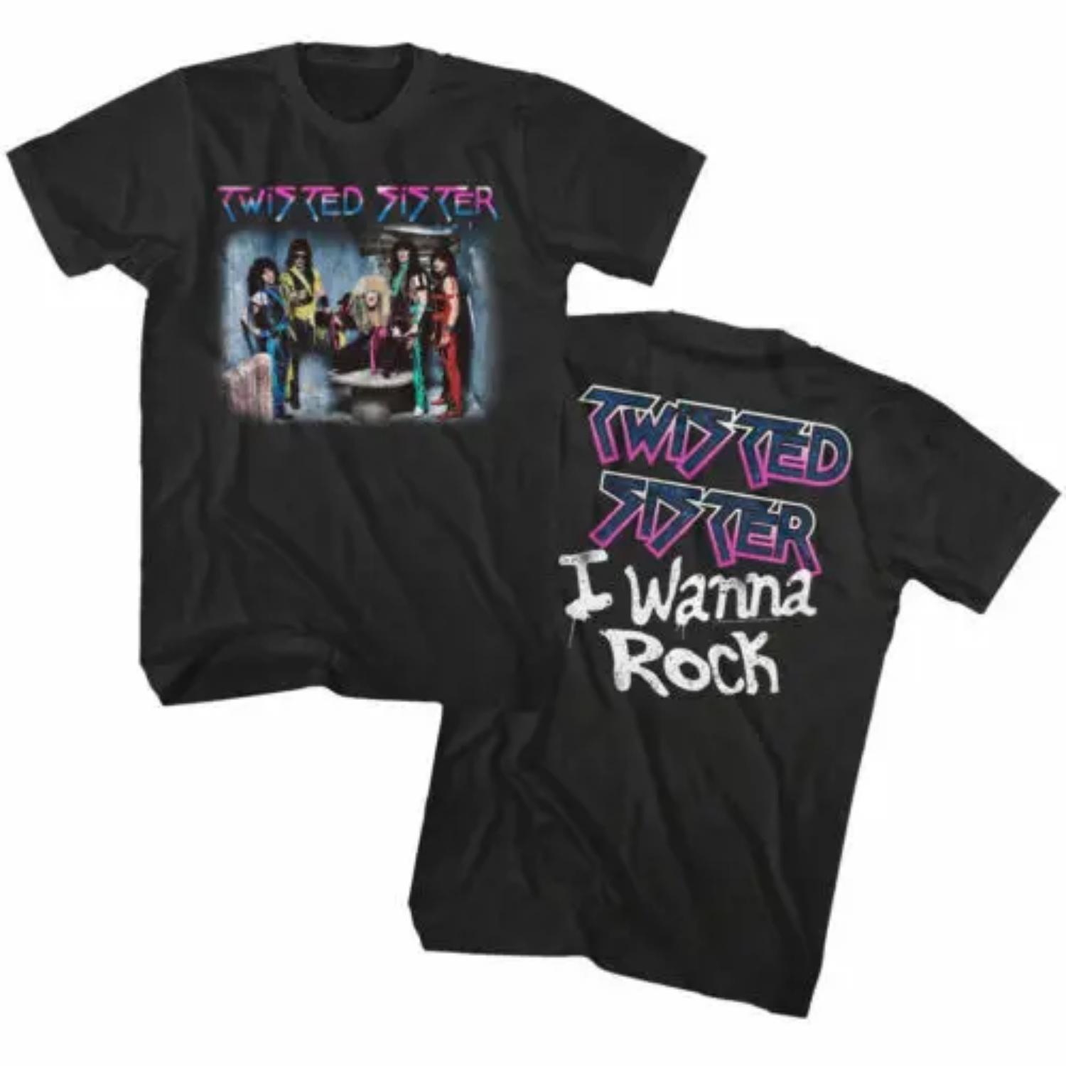 Twisted Sister I Wanna Rock Men s T shirt Metal Band Stay Hungry Album Cover S чёрный