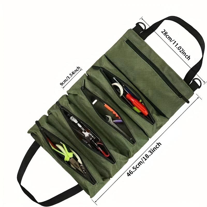 Oxford Fabric Tool Roll Bag,Large Capacity Foldable Storage Pouch with 5 Safety Compartments,Portable Tool Kit for Professionals