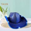 LED Light-Up Cowboy Hat Retro Western Style Luminous 5 Color Available Sunshade Sequin Cap Christmas Party Nightclubs Performance Photo Prop Cap