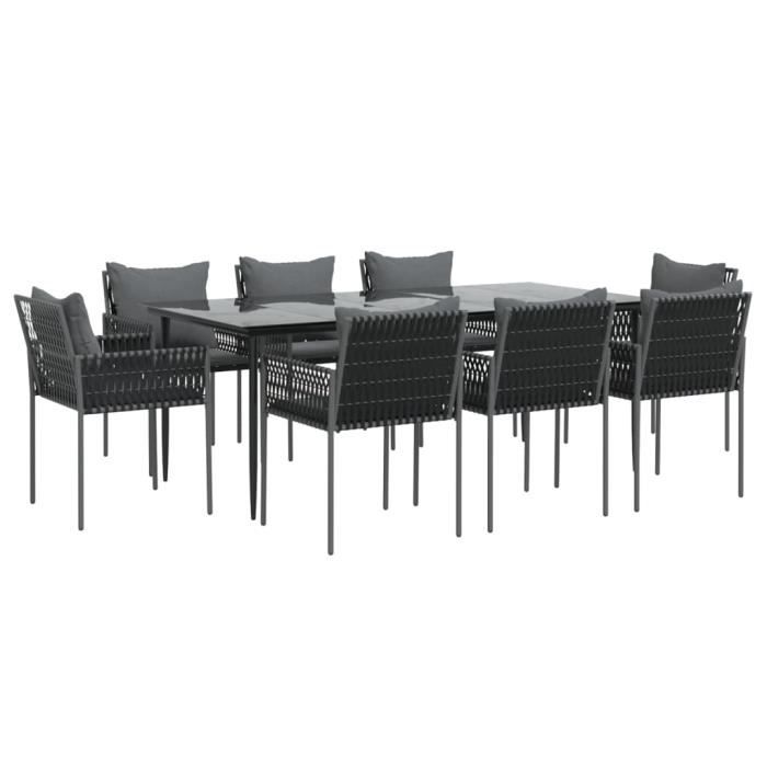 VidaXL Ensemble à manger de jardin 9 pcs coussins résine tressée acier 3187064