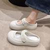 2025 summer new muffin soft sole big head women's small white shoes mesh breathable Velcro bag head half tray shoes women