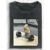 Camiseta Divertida de Gimnasio para Hámster Linda Camiseta Gráfica de Animal Levantando Pesas Unisex Casual