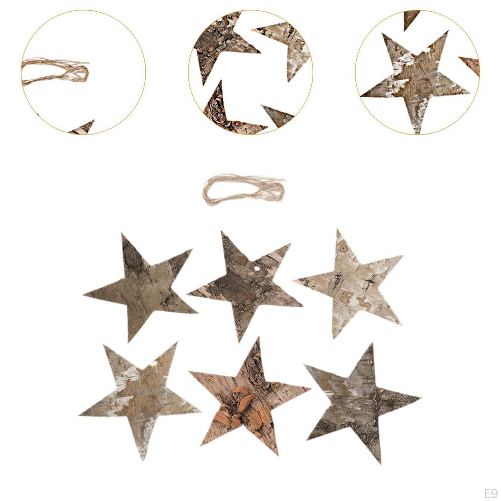 6 Pack Wooden Christmas Hanging Ornaments for Window Living Room Bedroom Farmhouse Decor