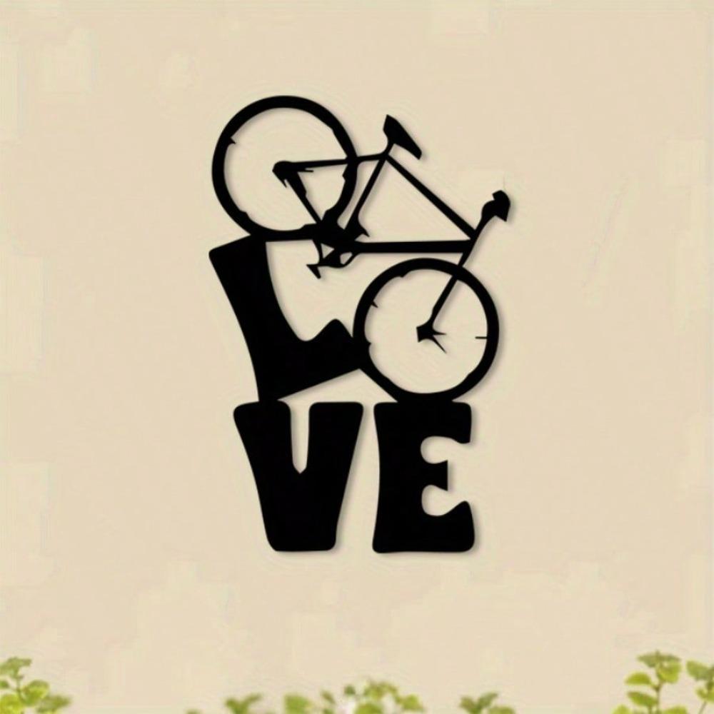 Metal Bicycle Wall Art LOVE Sculpture Cycling Decor Modern Black Beige Iron Gift Garage Study Living Room