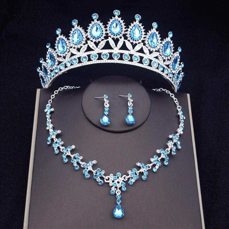 Princess Bridal Tiaras Jewelry Sets for Women Crown and Earring Necklace Set Birthday Party Wedding Jewelry Bride Accessories
