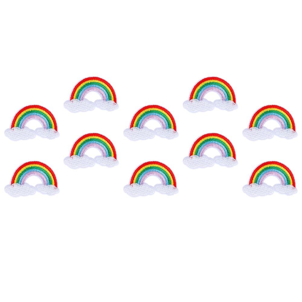10 Stück Bunte Stoffflicken Regenbogenmuster Aufbügelflicken Aufnäher Kleidung Dekoration