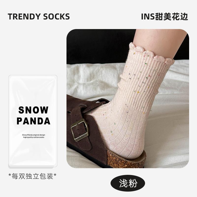 Socks Women's Season Medium Tube Socks Ideas Yarn Lace Stacking Socks Cotton Socks Boneless Women's Socks Versatile Socks Socks Industry