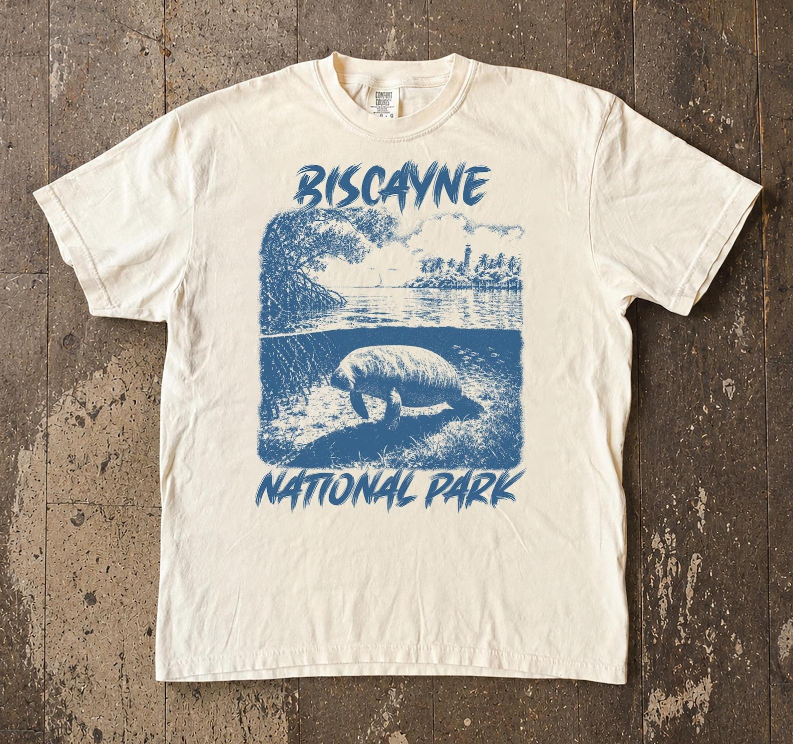 Biscayne National Park Manatee Turtle Graphic Tee, Florida Coastal Wildlife Shirt S