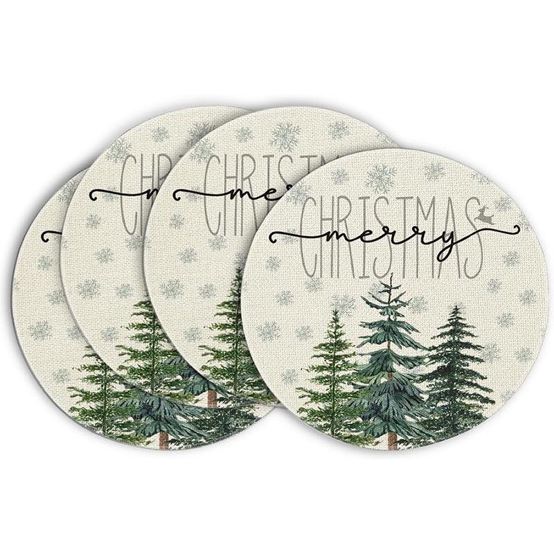 Festive Style Christmas Round Placemats - 4-Piece Set for Holiday Table Decor