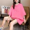 Women's European-Style Oversized 3D Letter T-Shirt with Round Neck & Half Sleeves for Summer 2026